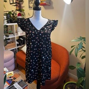 SHEIN Black Sundress V-Neck Flutter Sleeveless